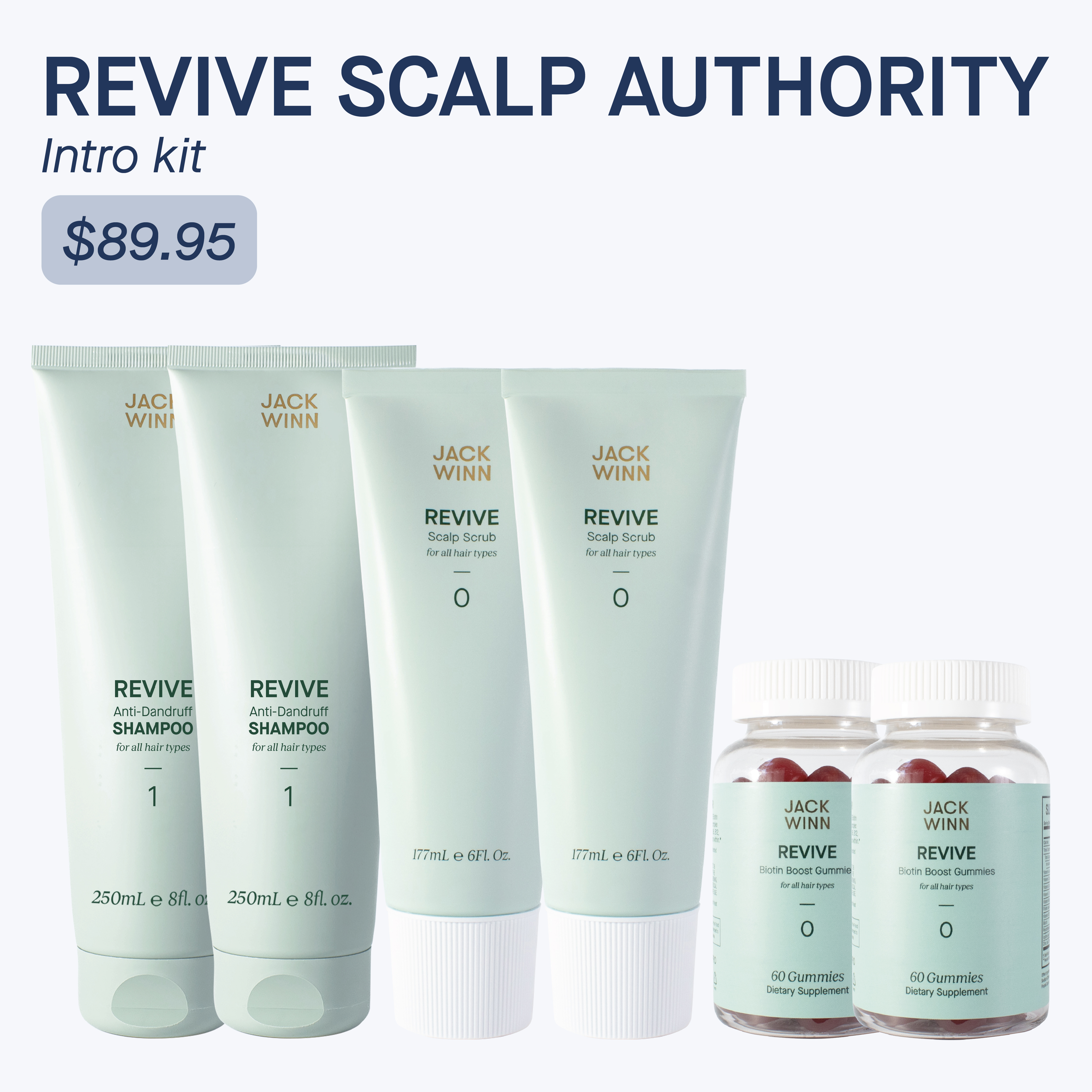REVIVE Scalp Authority Intro Kit - 2 scalp scrubs, 2 gummies, 2 shampoos